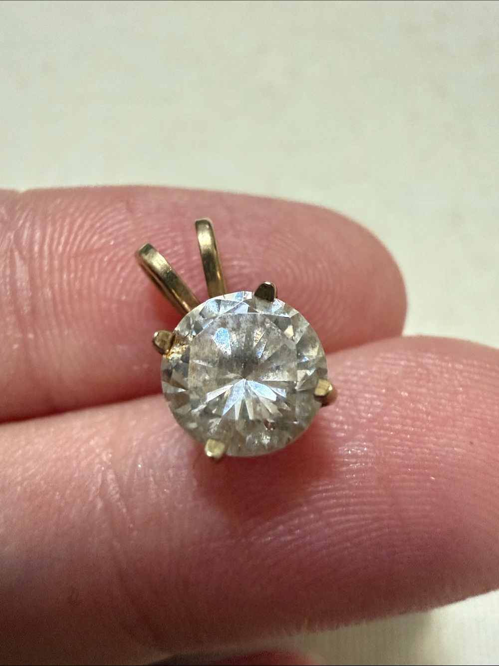 Classic 10K CZ Round Solitaire Pendant